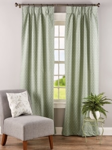 Tonal Check Lined Sage Pinch Pleat Curtains