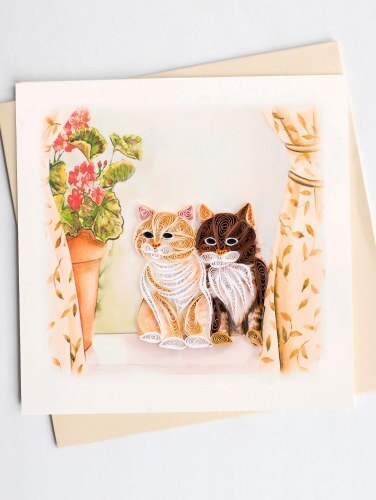 Cat Greeting Card With Handmade Quilling