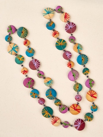 Colorful Wood Button Necklace in Multi