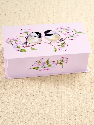 Chickadees in Love Rose Soap Gift Tin