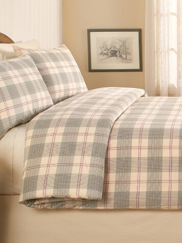 Yarn-Dyed Plaid Portuguese Cotton Percale Comforter Cover