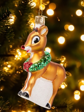 Rudolph the Red Nose Reindeer Blown-Glass Christmas Ornament