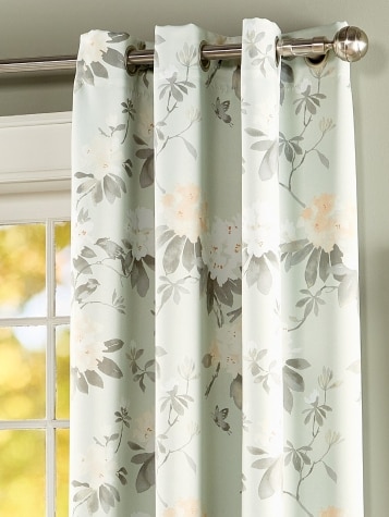 Floral Room-Darkening Grommet Top Curtain Panel