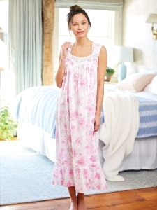 Eileen West Pink Roses Cotton-Lawn Ballet Nightgown