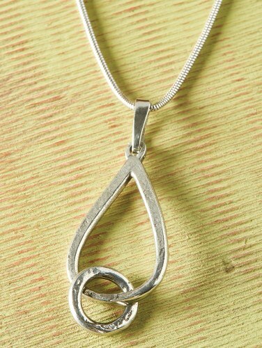 Teardrop Pendant Necklace Handcrafted Pewter Jewelry