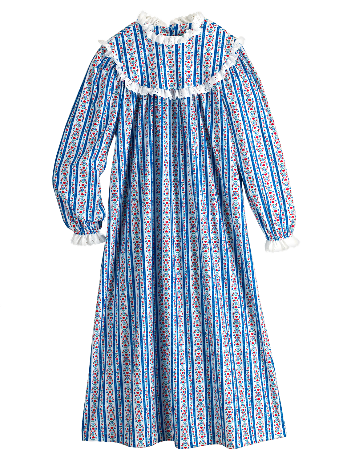 Lanz of Salzburg  Flannel Nightgown  Eyelet Trim Red Hearts Girls M 7/8 Kleding Meisjeskleding Pyjamas & Badjassen Pyjama Nachthemden en tops 