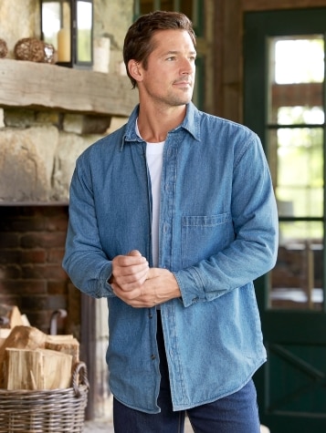 Fleece lined 2025 denim shirt