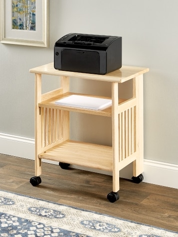 3 Shelf Solid Wood Fold Away Printer Cart