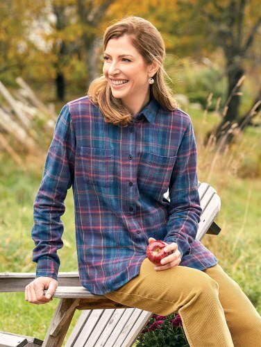Womens Plaid Flannel Shirt Lightweight Cotton Button Down Shirt