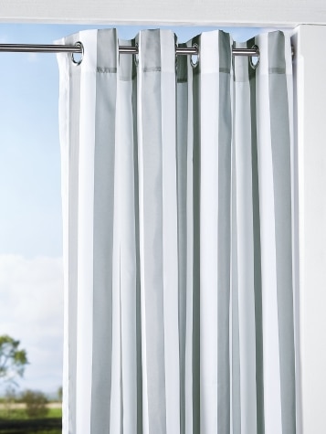 Seascape Indoor/Outdoor Stripe Grommet Top Sheer Curtains