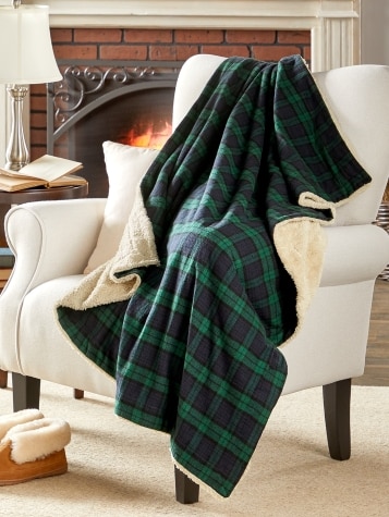 Portuguese Flannel and Sherpa Fleece Throw Blanket