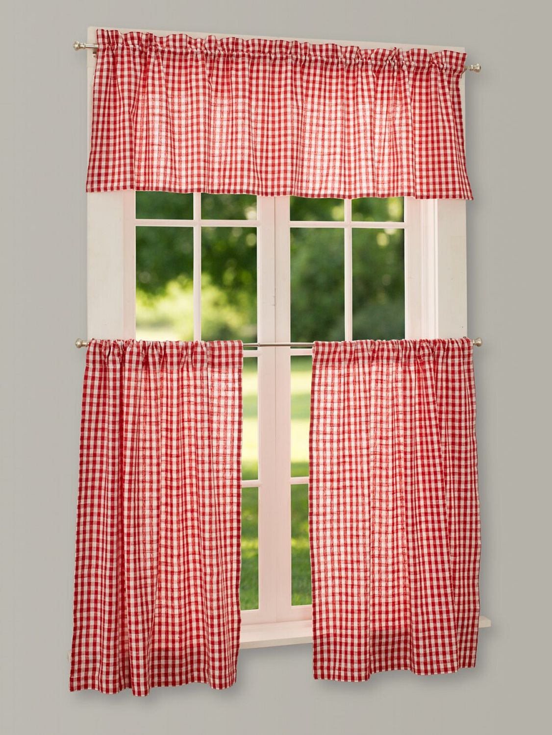 Gingham Tier Curtains Checkered Window Panels