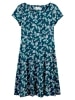 Fit-and-Flare Cotton-Knit Dark Teal Floral Dress
