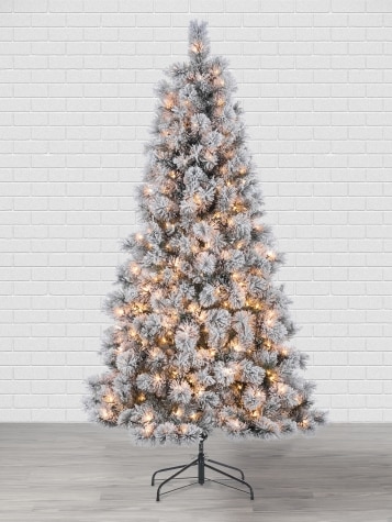 Pre-Lit Artificial Flocked Jubilee Pine Christmas Tree, In 2 Sizes