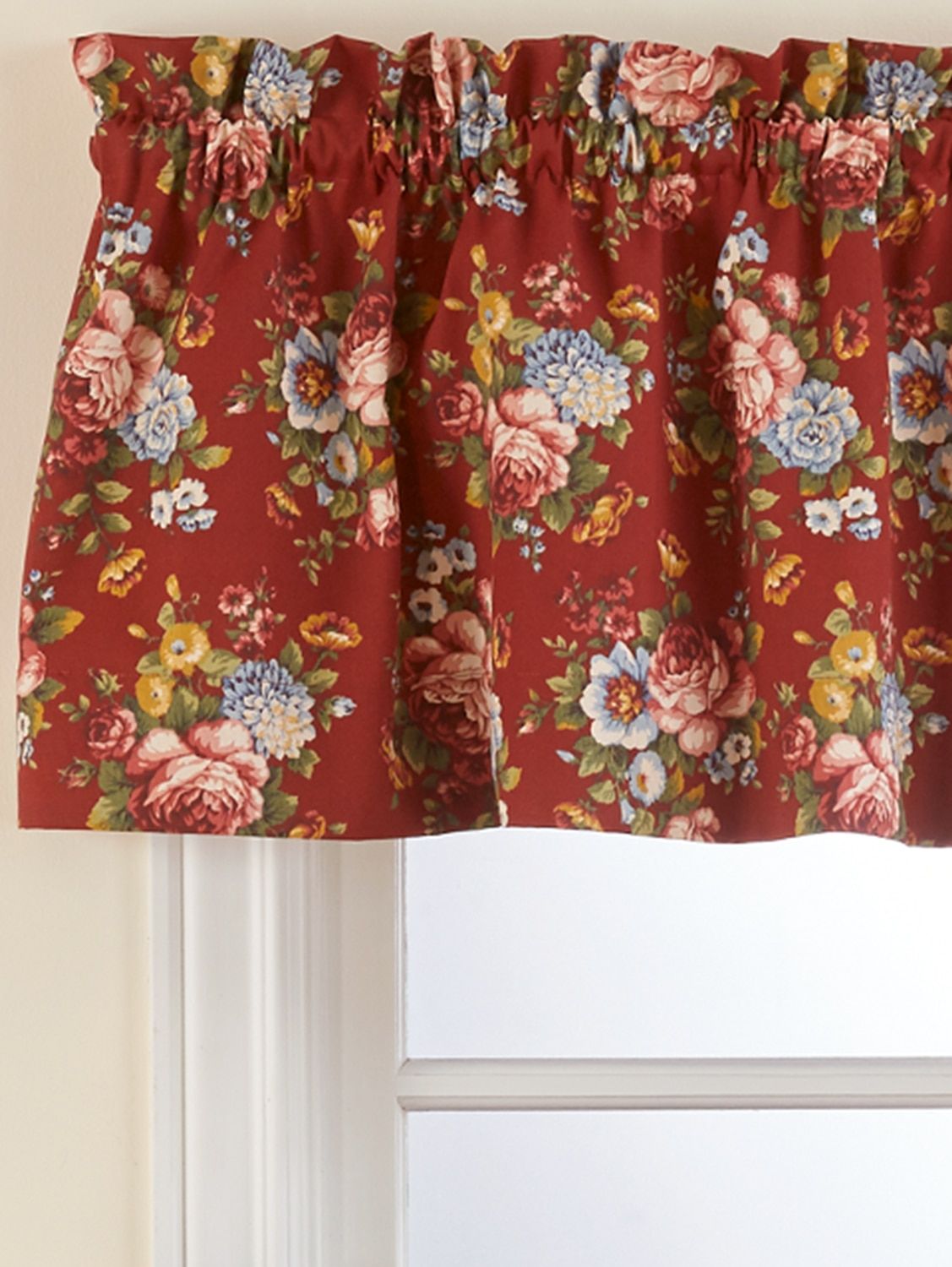 Rose Floral Tapestry Window Curtain Valance