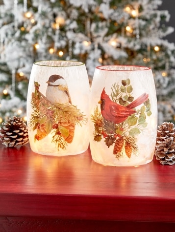 Birds on Boughs Lighted Vase