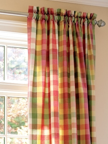 Moire Plaid Rod Pocket Curtains