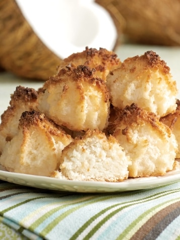 Chewy Coconut Macaroons on Plate