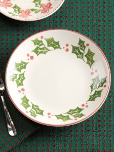 Holly And Sprig 4-Piece Dinner Plate Set