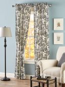 Cursive Print Rod Pocket Window Curtain Panel