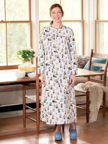 Classic Peanuts Gang Flannel Nightgown for Women 