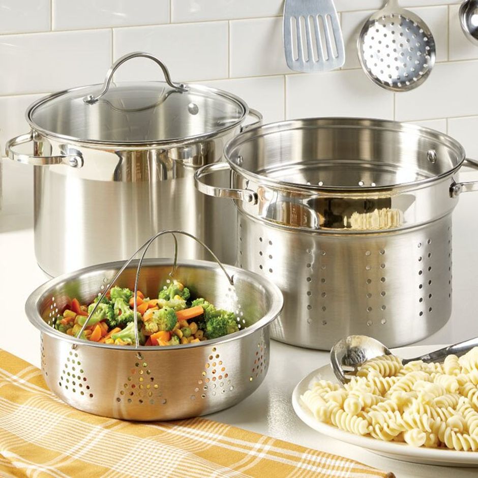 Stainless Steel 8-Quart Multi-Cooker With Pasta Insert And Steamer