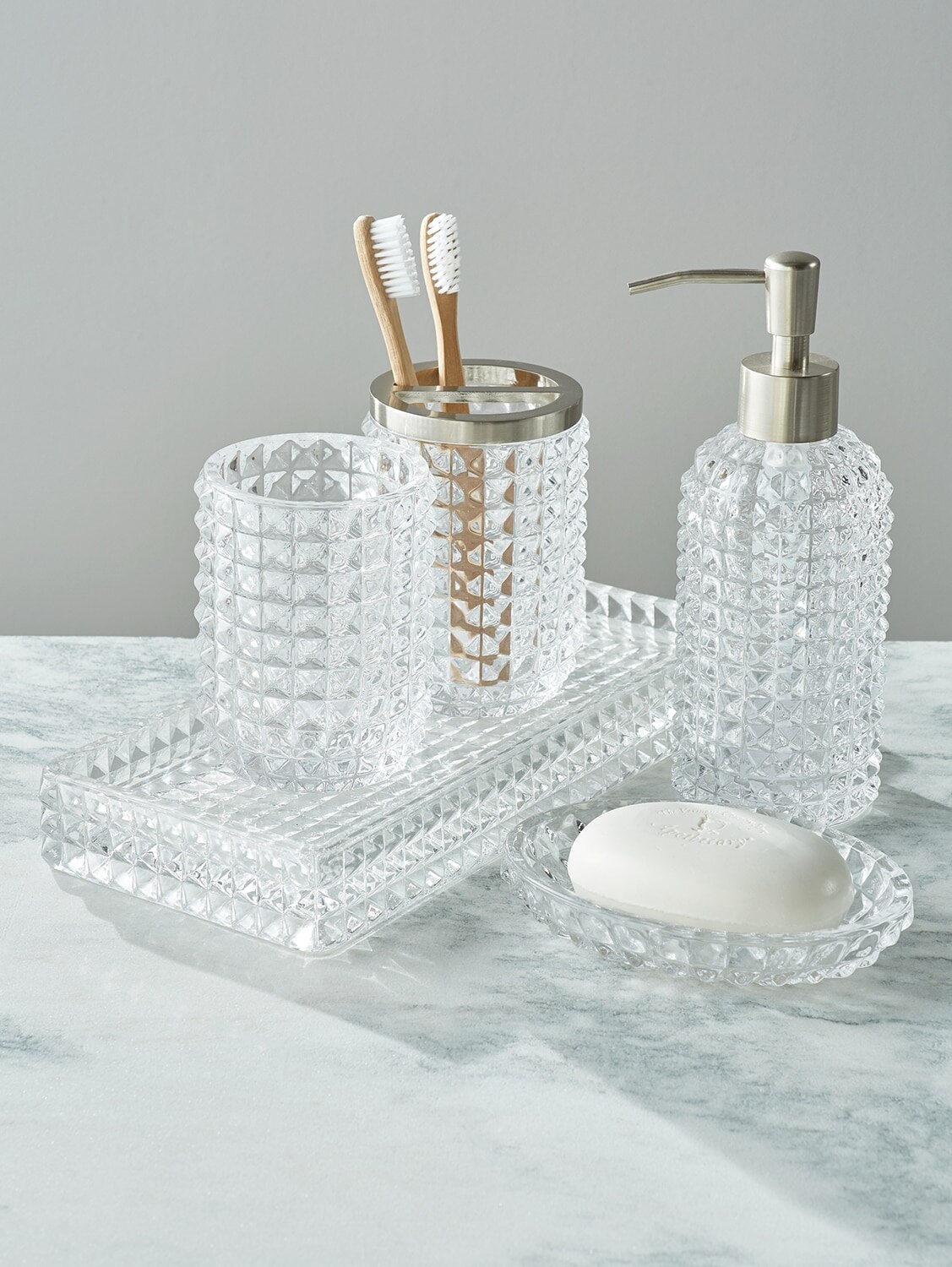 Decorative Bathroom Accessories Set Elegant Brushed Silver Chic Bath Decor Mens Home Garden Boitaloc Bath