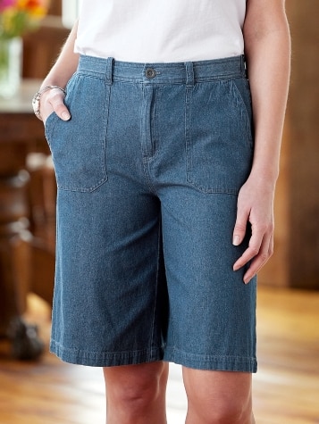 Women's Wide-Leg Cotton Denim Shorts