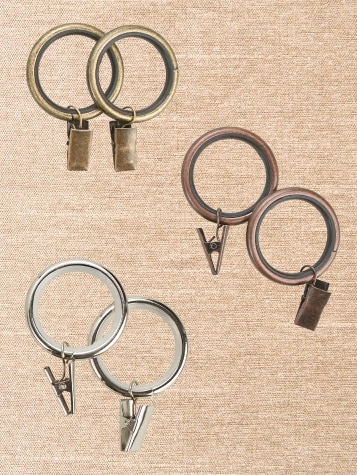 Silent Glide Clip Curtain Rings, Set of 7