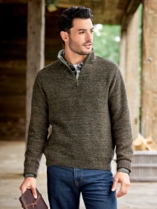 Orton Brothers Fleece-Trimmed Quarter-Zip Pullover Sweater