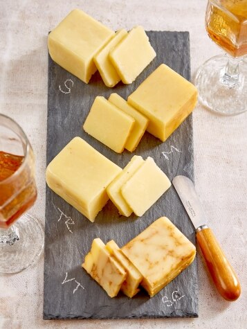 Four Samples of Vermont Cheddar Cheese on Tray