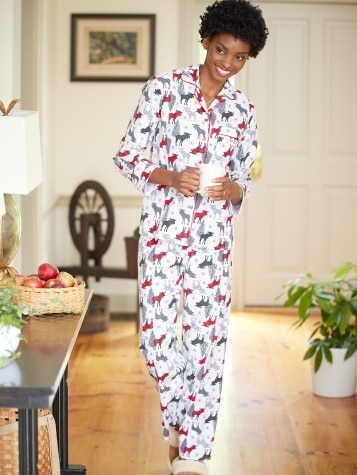 Moose-on-the-Loose Flannel Pajamas for Women 