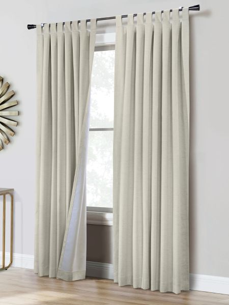 Energy Efficient Textured Blackout Patio Door Curtains Pair - Back Tab Pinch Pleat Thermal Blackout Patio Door Curtain Panel