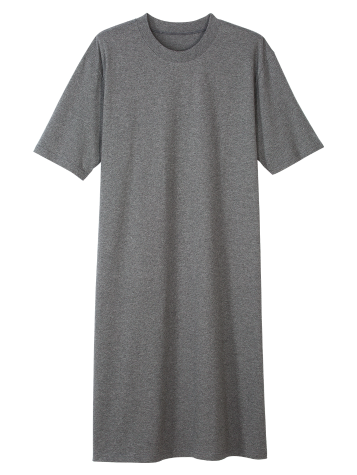 Men's Comfort Knit Crewneck Short-Sleeve Cotton Nightshirt in Gray