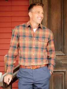 Orton Brothers River-Washed Long-Sleeve Plaid Canvas Shirt
