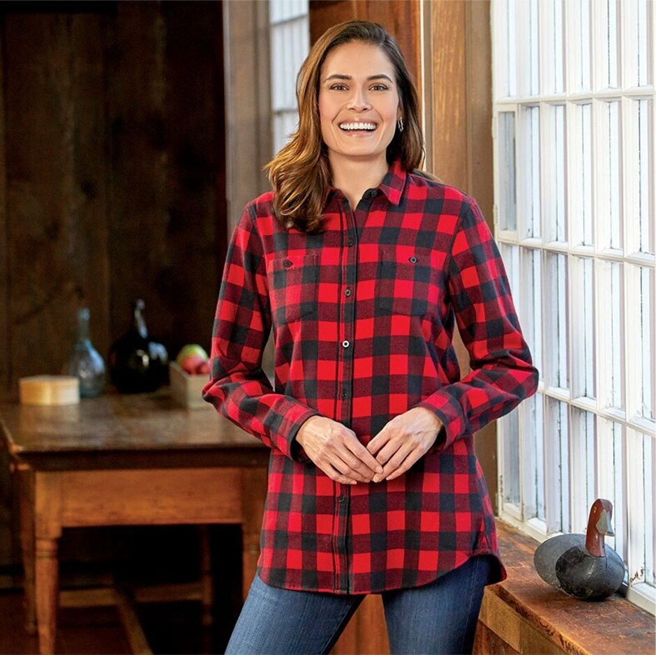 Women's Buffalo Check Flannel Boyfriend Shirt