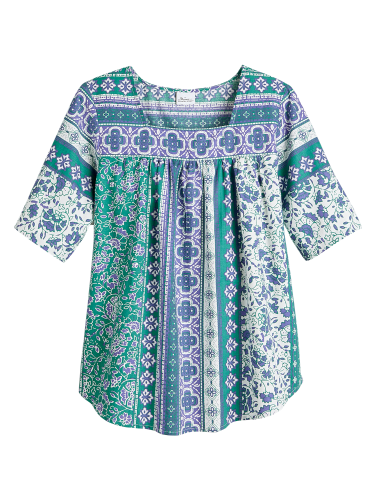 Medallion And Stripe Print Cotton Muumuu Top