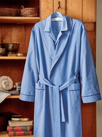 True Blue Cotton Wrap Robe for Men 