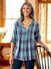 Pintuck Plaid Brushed-Cotton Tunic Top