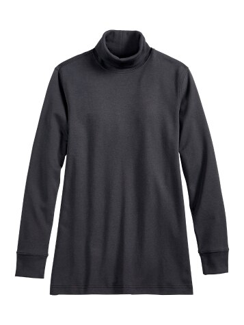 Black cotton top turtleneck womens