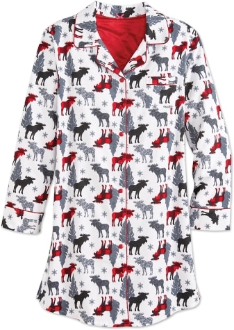 Women's Moose-on-the-Loose Flannel Nightshirt