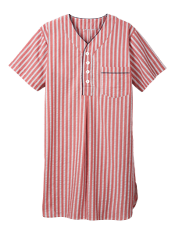 Men's Striped Cotton Seersucker Nightshirt