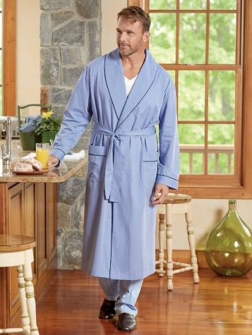 True Blue Cotton Wrap Robe for Men 