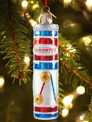 Tinkertoys Blown-Glass Christmas Ornament
