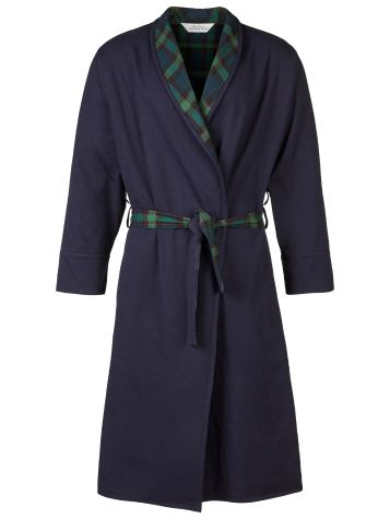 Men's Flannel-Lined Jersey Knit Wrap Robe
