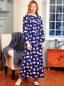 Lanz Puppy Love Full-Length Flannel Nightgown