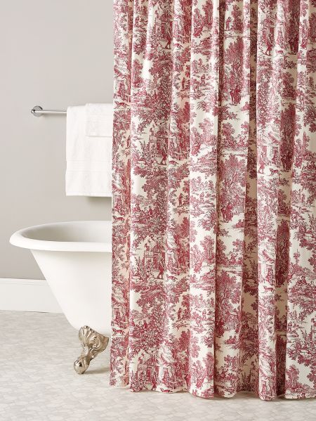French Toile Patterned Shower Curtain