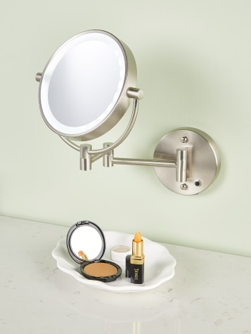 Dual-Sided Magnifying Cordless Lighted Wall Mirror