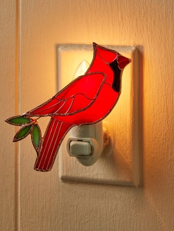 Cardinal Stained Glass Night-Light