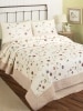 Blooming Vines Embroidered Cotton Quilt or Pillow Sham Pair